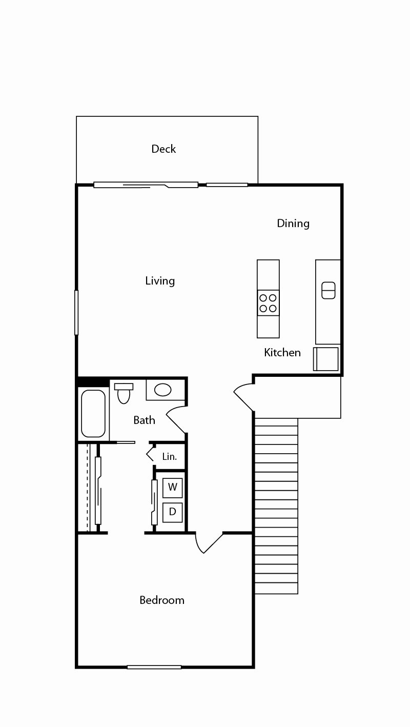 Floorplan, 1bed, 1bath, 780 sq. ft. Pelican